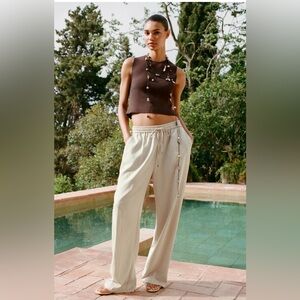 Zara Linen Blend Straight Pants